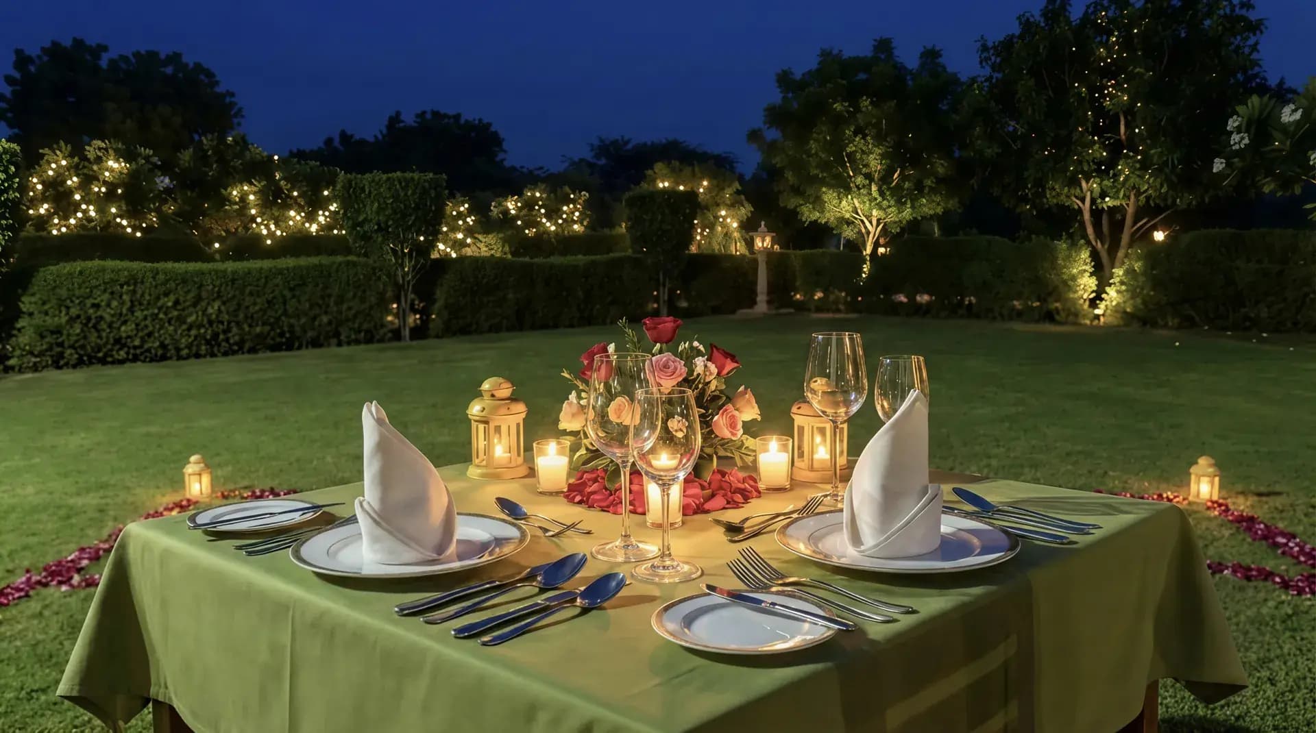 Candle Light Dinner Setting at The Heritage Resort Jaipur